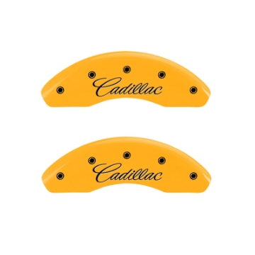 Picture of MGP 4 Caliper Covers Engraved F & R Cursive-Cadillac Yellow Finish Black Char 1998 Cadillac DeVille