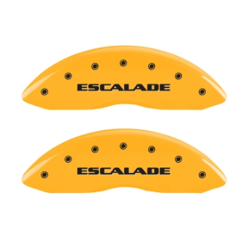 Picture of MGP 4 Caliper Covers Engraved Fr Escalade Rear ESV Yellow Finish Blk Char 2003 Cadillac Escalade ESV
