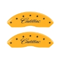 Picture of MGP 4 Caliper Covers Engraved F & R Cursive-Cadillac Yellow Finish Black Char 2017 Cadillac XT5