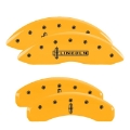 Picture of MGP 4 Caliper Covers Engraved F & R Cursive-Cadillac Yellow Finish Black Char 2017 Cadillac XT5