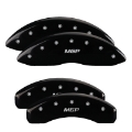Picture of MGP 4 Caliper Covers Engraved F & R Cursive-Cadillac Black Finish Silver Char 2016 Cadillac CT6