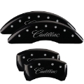 Picture of MGP 4 Caliper Covers Engraved F & R Cursive-Cadillac Black Finish Silver Char 2016 Cadillac CT6