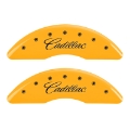 Picture of MGP 4 Caliper Covers Engraved F & R Cursive-Cadillac Yellow Finish Black Char 2017 Cadillac CT6