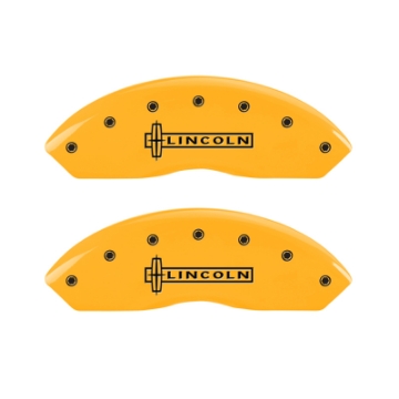 Picture of MGP 4 Caliper Covers Engraved Front Lincoln Rear MKX Yellow Finish Black Char 2010 Lincoln MKX