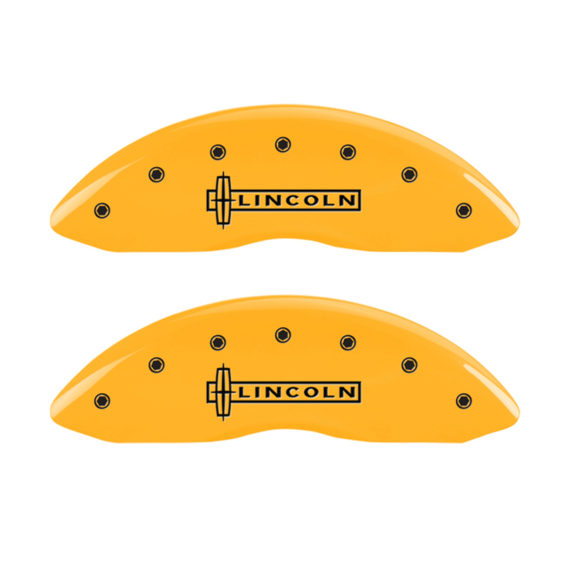 Picture of MGP 4 Caliper Covers Engraved Fr Lincoln Rr Star Logo Yellow Finish Blk Char 2003 Lincoln Navigator