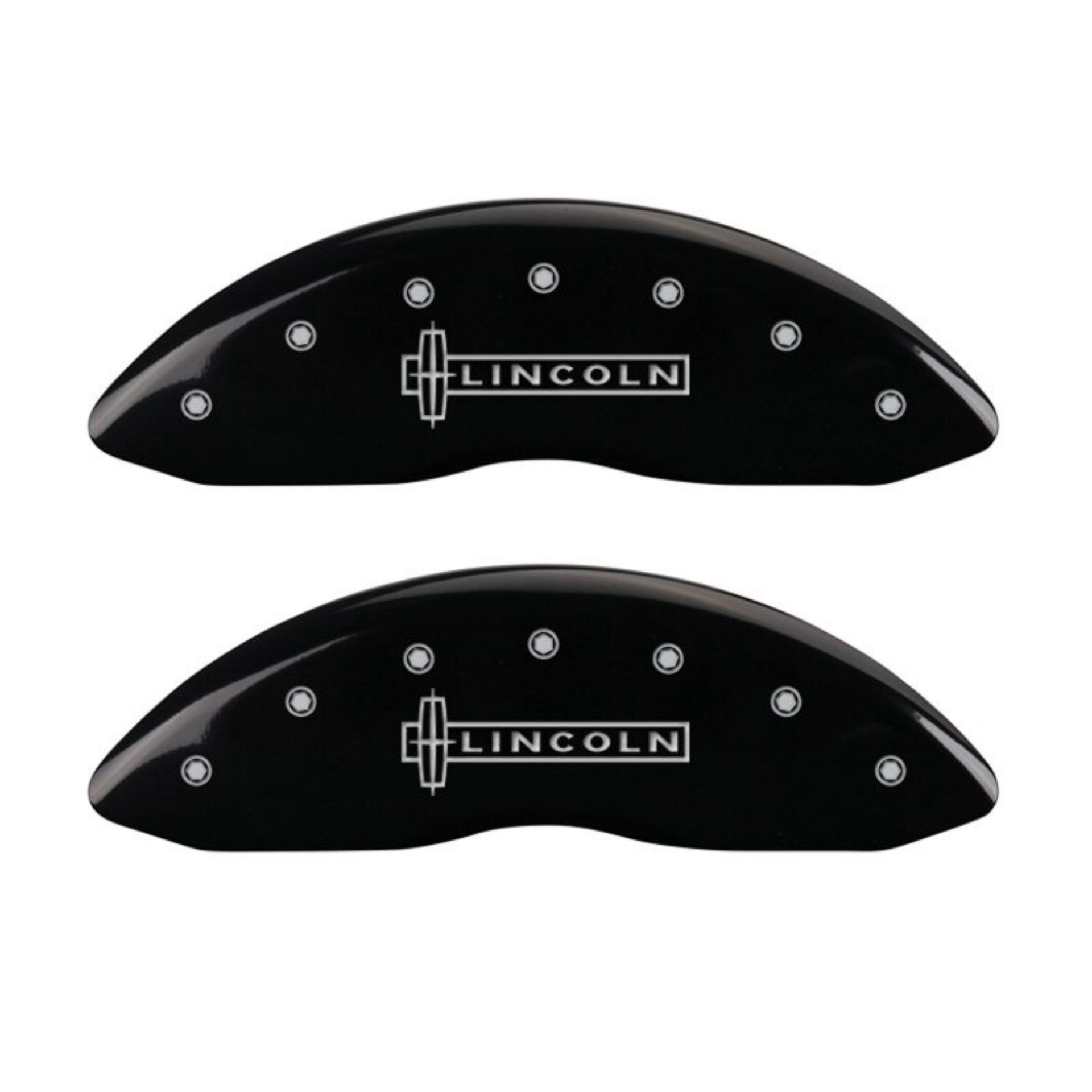 Picture of MGP 4 Caliper Covers Engraved Front Lincoln Rear Star Logo Black Finish Silver Char 2017 Lincoln MKZ