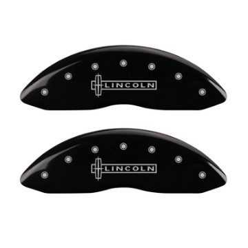 Picture of MGP 4 Caliper Covers Engraved Front Lincoln Rear Star Logo Black Finish Silver Char 2017 Lincoln MKZ