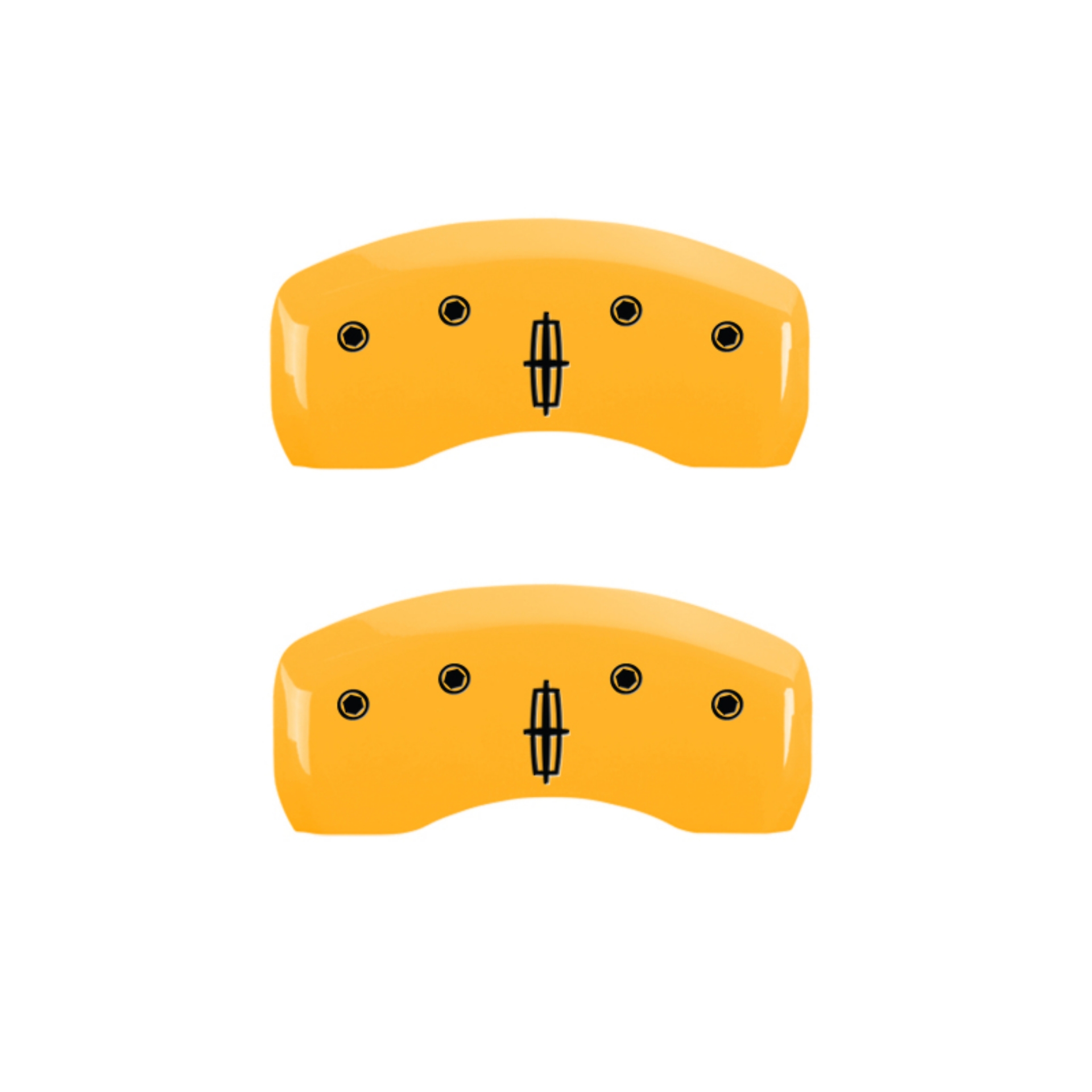 Picture of MGP 4 Caliper Covers Engraved Fr Lincoln Rr Star Logo Yellow Finish Blk Char 17 Lincoln Continental