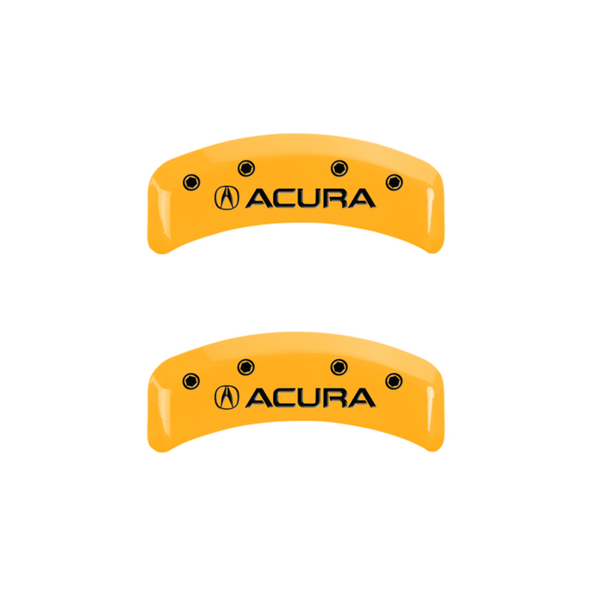 Picture of MGP 4 Caliper Covers Engraved Front & Rear Acura Yellow Finish Black Char 2001 Acura TL