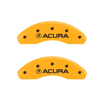 Picture of MGP 4 Caliper Covers Engraved Front & Rear Acura Yellow Finish Black Char 2002 Acura RSX