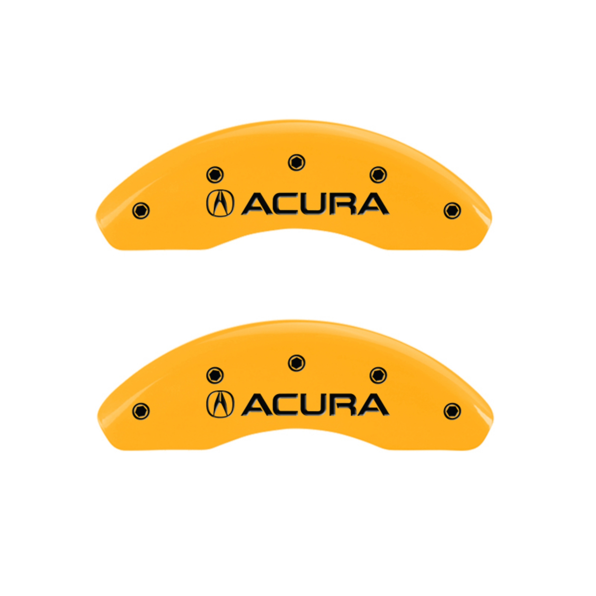 Picture of MGP 4 Caliper Covers Engraved Front & Rear Acura Yellow Finish Black Char 2006 Acura TL