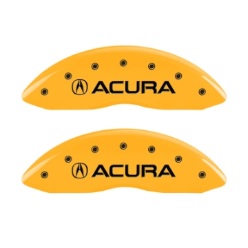 Picture of MGP 4 Caliper Covers Engraved Front & Rear Acura Yellow Finish Black Char 2017 Acura ILX