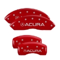 Picture of MGP 4 Caliper Covers Engraved Front & Rear Acura Red Finish Silver Char 2017 Acura RDX