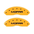 Picture of MGP 2 Caliper Covers Engraved Front Mopar Yellow Finish Black Char 2006 Jeep Wrangler