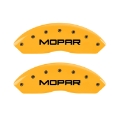 Picture of MGP 2 Caliper Covers Engraved Front Mopar Yellow Finish Black Char 2006 Jeep Wrangler