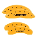 Picture of MGP 2 Caliper Covers Engraved Front Mopar Yellow Finish Black Char 2006 Jeep Wrangler