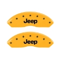 Picture of MGP 4 Caliper Covers Engraved Front Jeep Rear Grill Logo Yellow Finish Black Char 2004 Jeep Wrangler