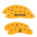 Picture of MGP 4 Caliper Covers Engraved Front Jeep Rear Grill Logo Yellow Finish Black Char 2004 Jeep Wrangler