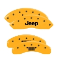 Picture of MGP 4 Caliper Covers Engraved Front Jeep Rear Grill Logo Yellow Finish Black Char 2004 Jeep Wrangler