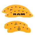 Picture of MGP 4 Caliper Covers Engraved Front Ram Rear Ramhead Yellow Finish Black Char 2019 Ram 1500