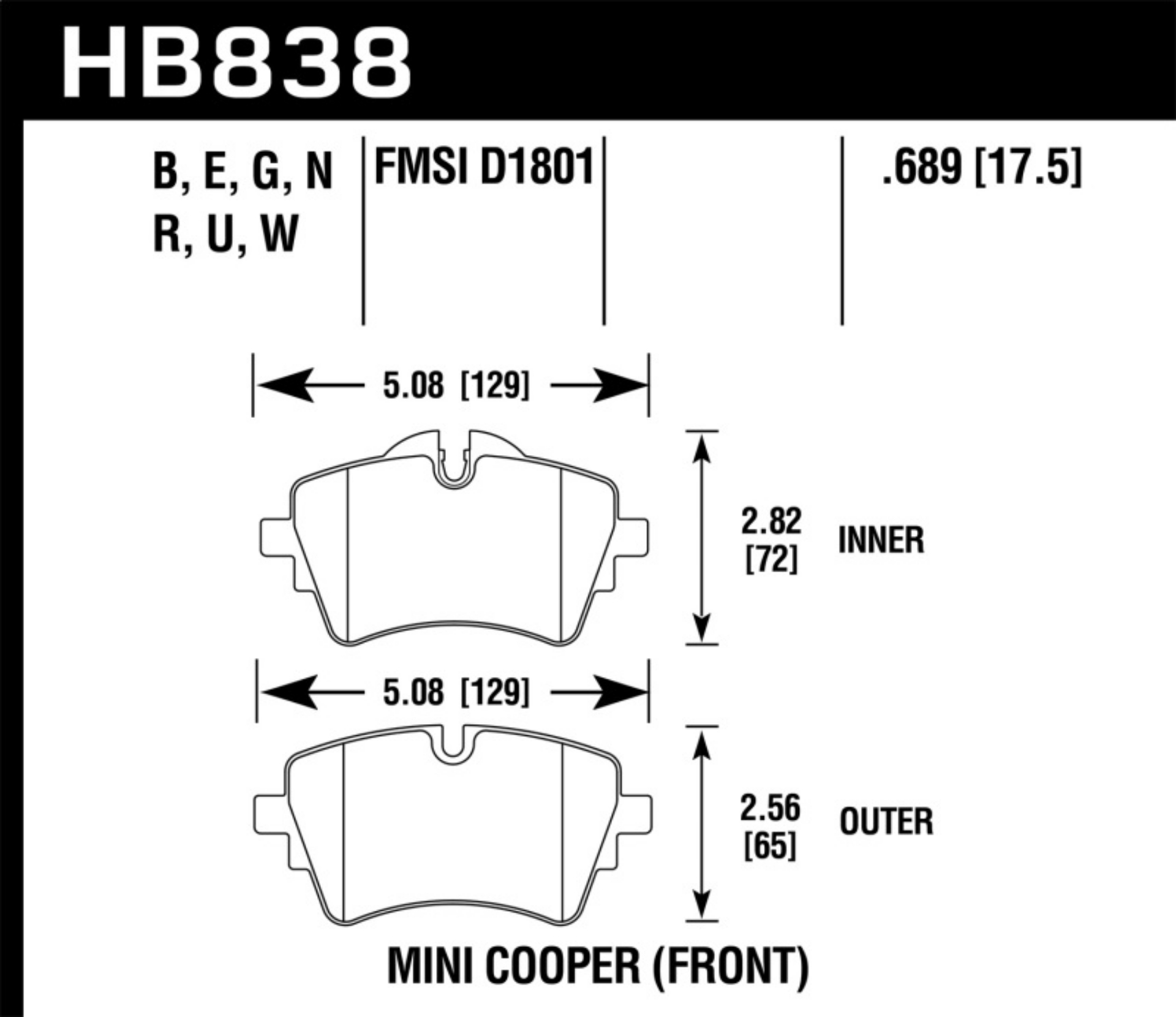 Picture of Hawk 14-17 Mini Cooper S DTC-60 Race Front Brake Pads