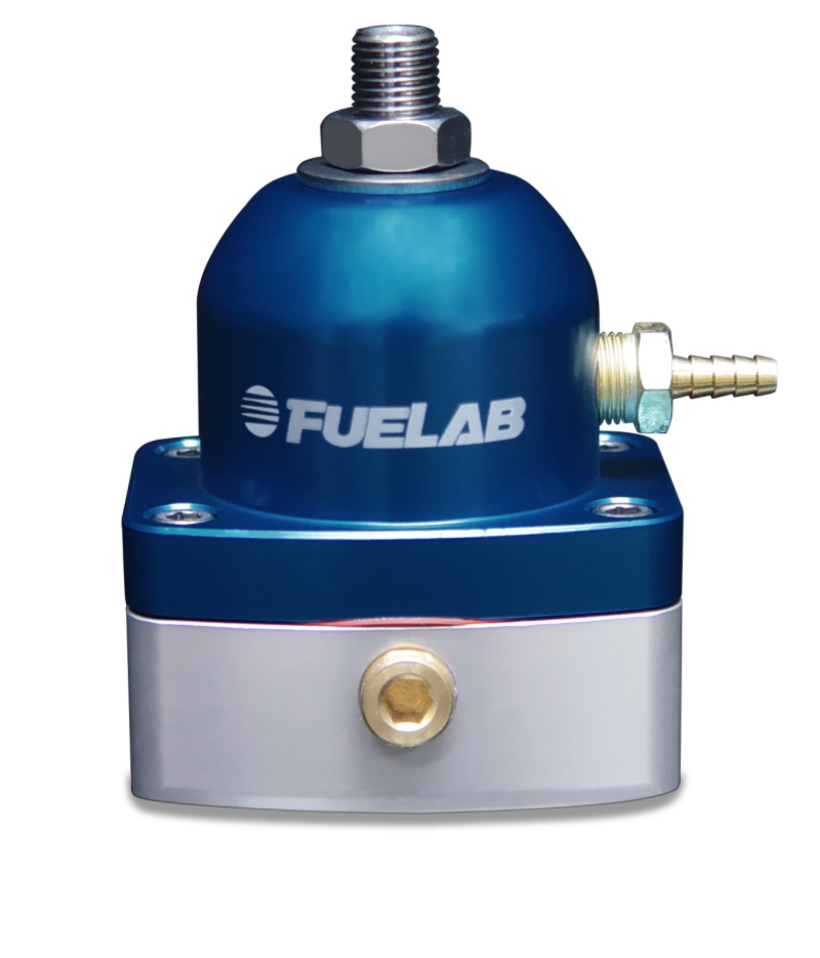 Picture of Fuelab 525 EFI Adjustable FPR In-Line Large Seat 25-90 PSI 1 -6AN In 1 -6AN Return - Blue