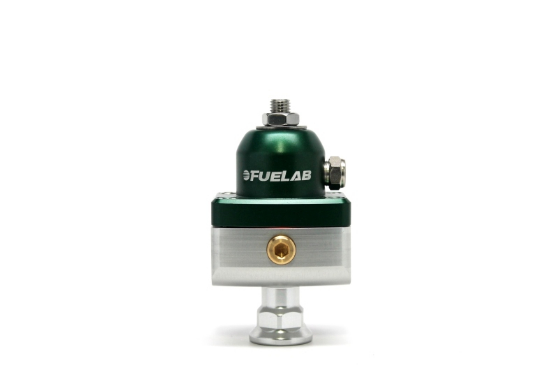 Picture of Fuelab 575 High Pressure Adjustable Mini FPR Blocking 25-65 PSI 1 -6AN In 2 -6AN Out - Green
