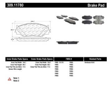 Picture of StopTech Performance 06-10 Lexus IS250 Front Brake Pads
