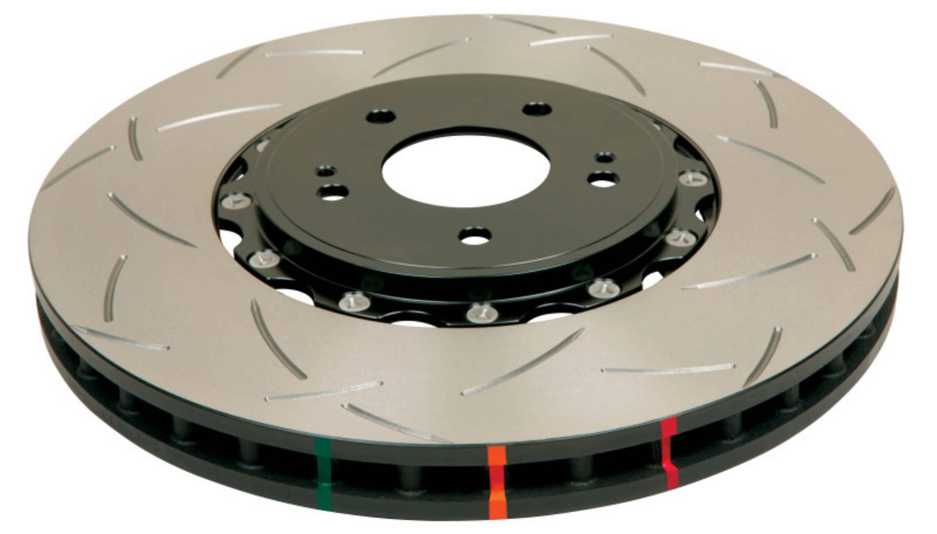 Picture of DBA Nissan Skyline Various Front Slotted 5000 Series 2 Piece Rotor Assembled w- Black Hat
