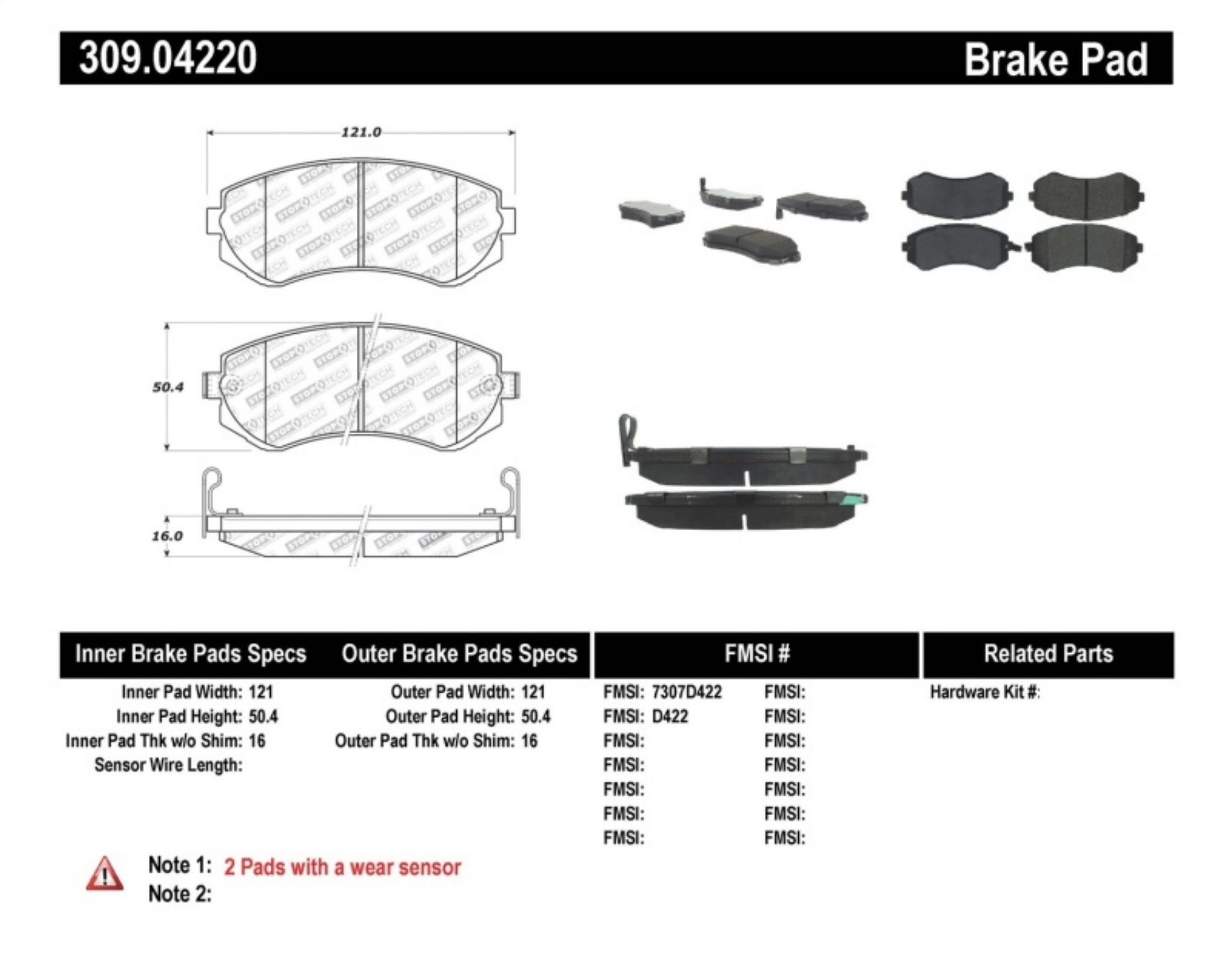 Picture of StopTech Performance 89-06-96 Nissan 240SX Front Brake Pads