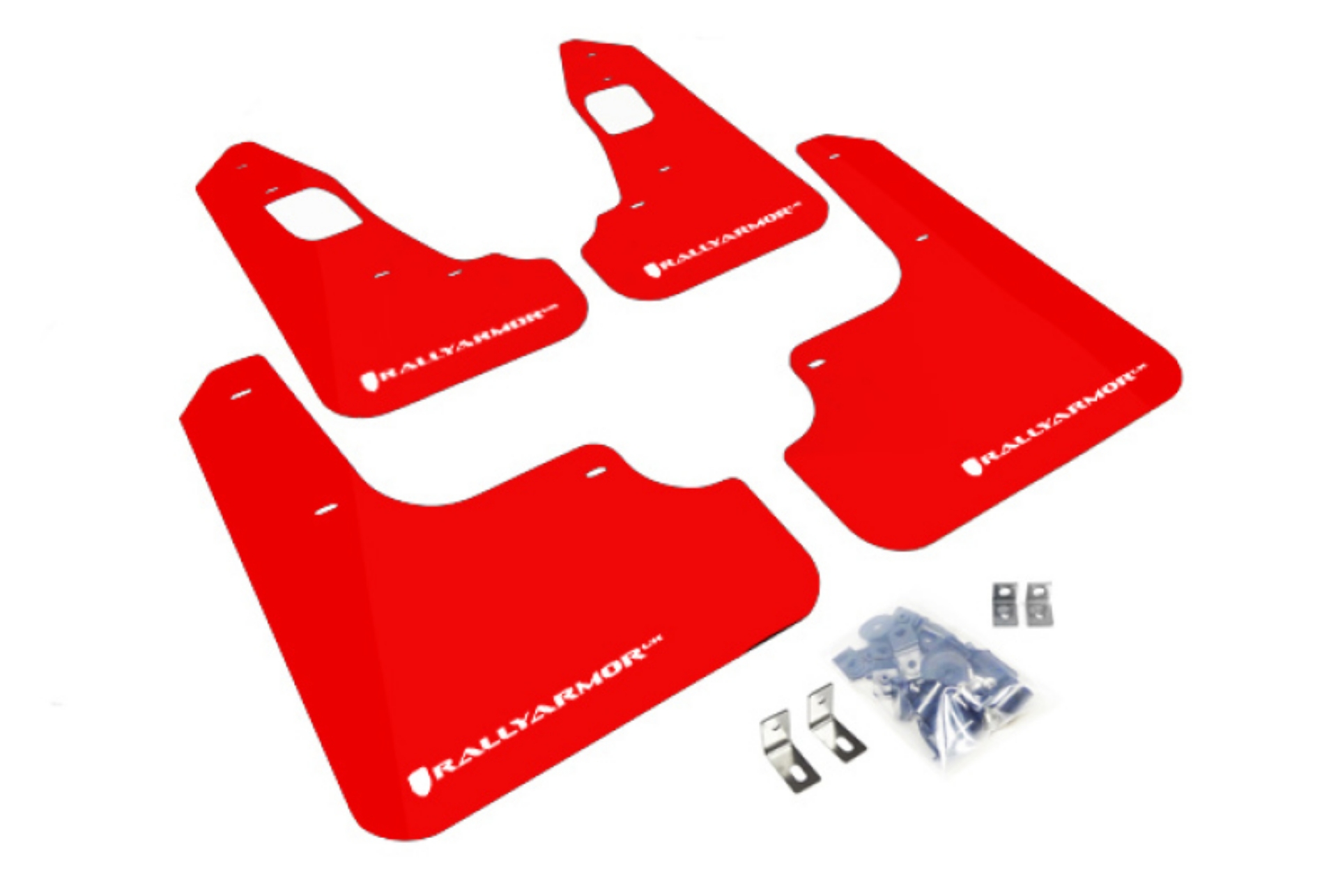 Picture of Rally Armor 08-17 Mitsubishi EVO X Red UR Mud Flap w- White Logo