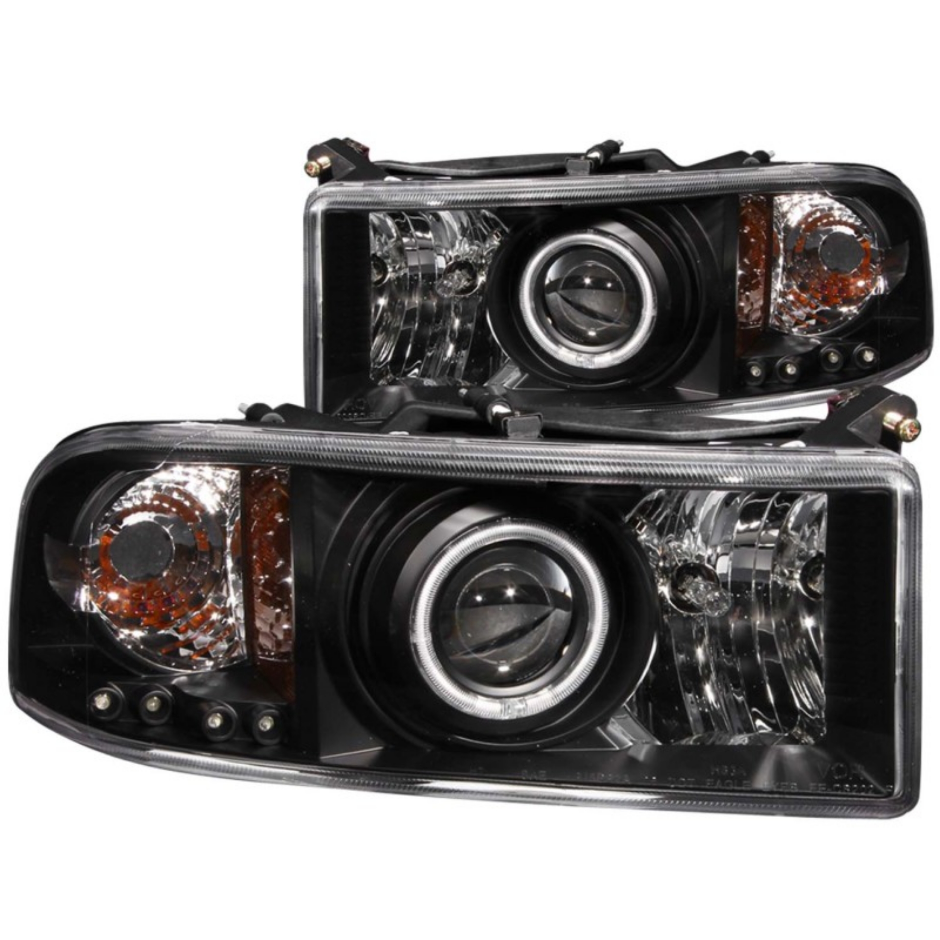 Picture of ANZO 1994-2001 Dodge Ram Projector Headlights w- Halo Black