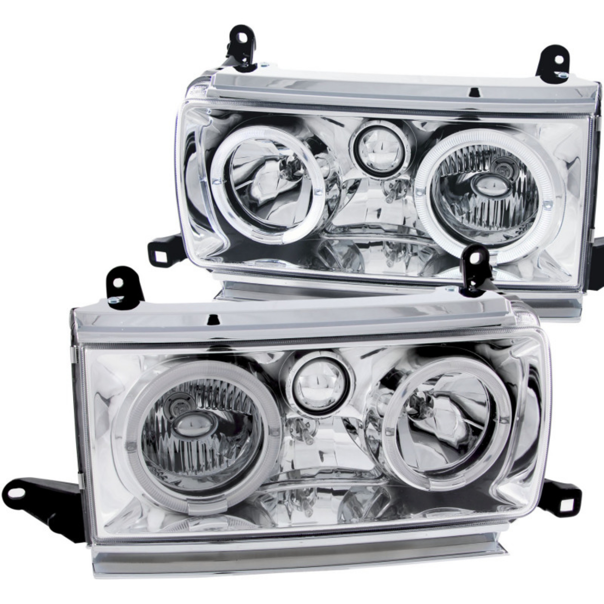 Picture of ANZO 1991-1994 Toyota Land Cruiser Crystal Headlights w- Halo Chrome