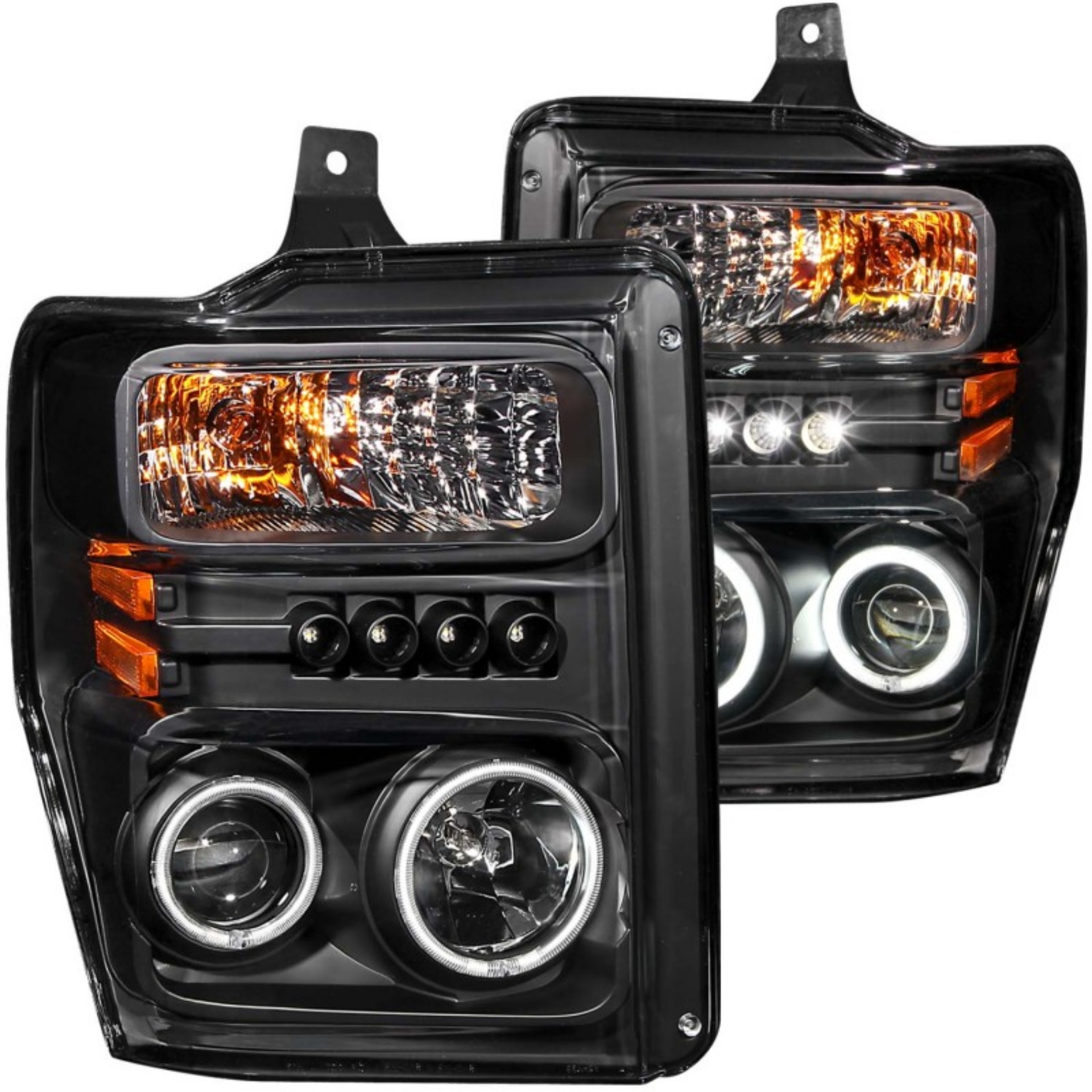 Picture of ANZO 2008-2010 Ford F-250 Projector Headlights w- Halo Black CCFL