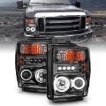 Picture of ANZO 2008-2010 Ford F-250 Projector Headlights w- Halo Black CCFL