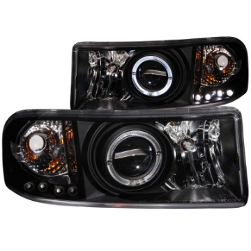 Picture of ANZO 1994-2001 Dodge Ram Projector Headlights w- Halo Black