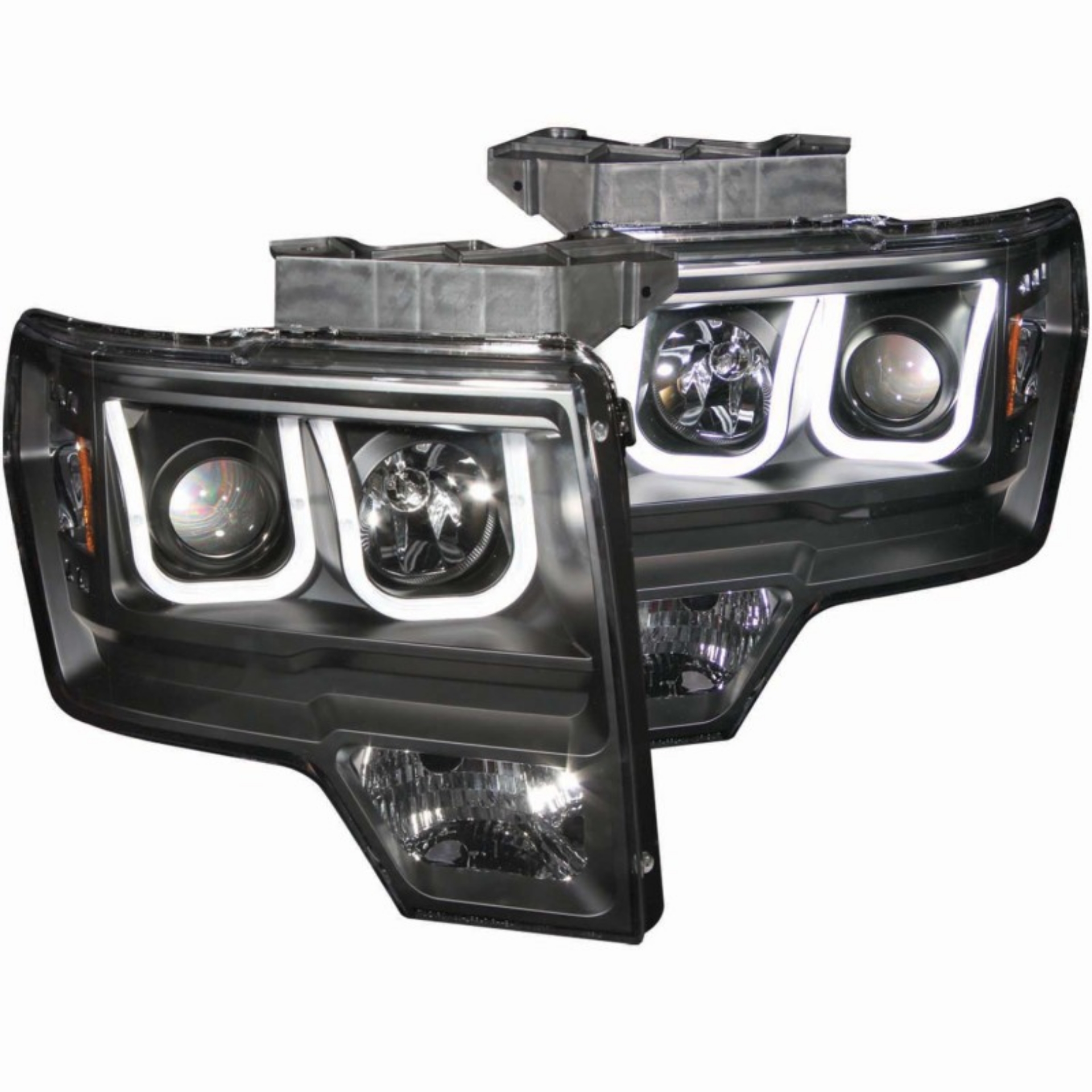 Picture of ANZO 2009-2014 Ford F-150 Projector Headlights w- U-Bar Black