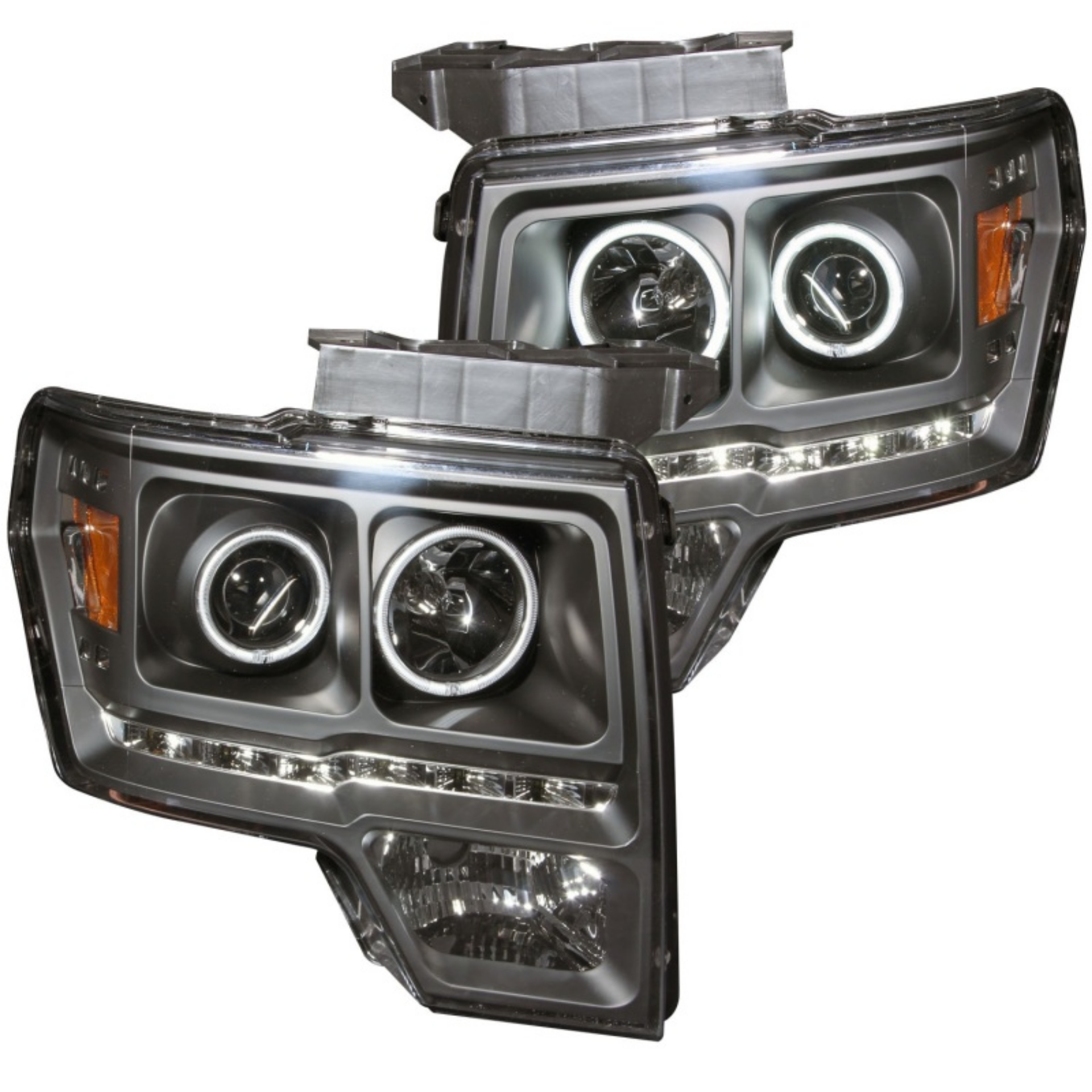 Picture of ANZO 2009-2014 Ford F-150 Projector Headlights w- Halo Black CCFL G2
