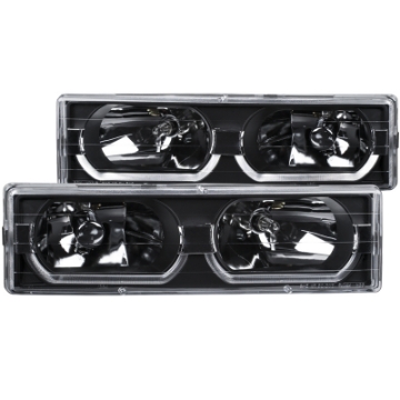 Picture of ANZO 1988-1998 Chevrolet C1500 Crystal Headlights Black w- Low - Brow