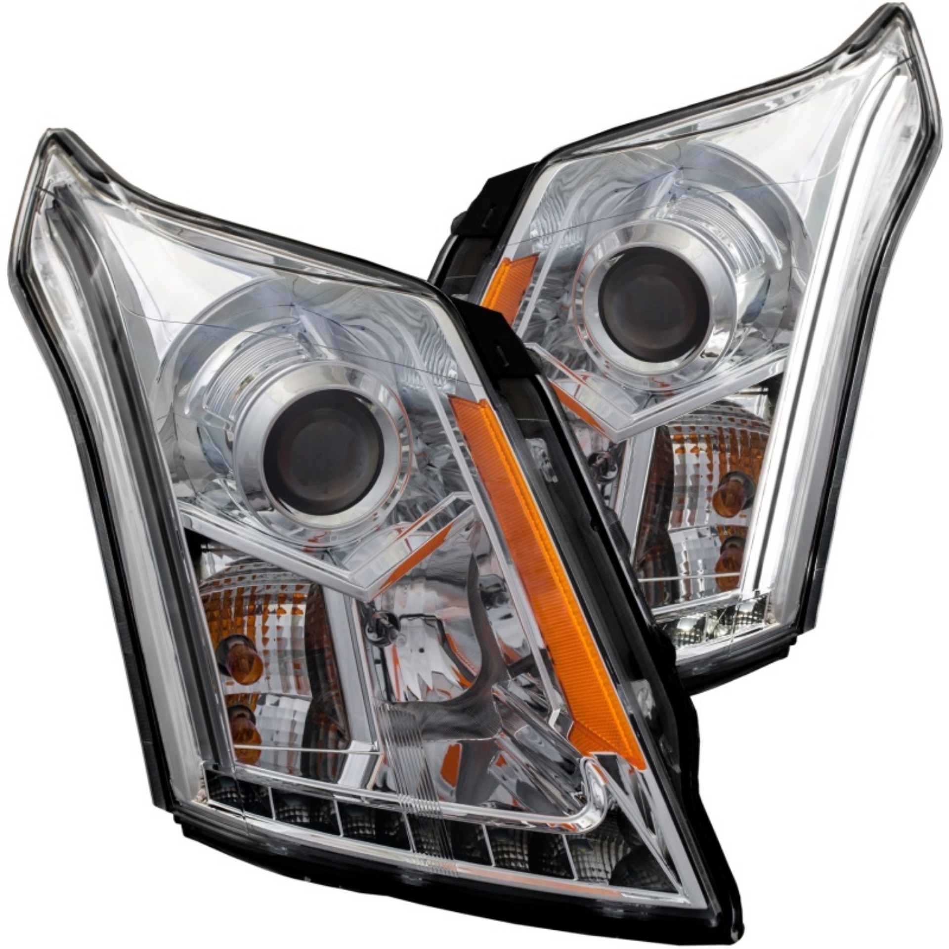 Picture of ANZO 2010-2015 Cadillac SRX Projector Headlights w- Plank Style Design Chrome