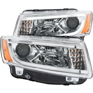 Picture of ANZO 2014-2015 Jeep Grand Cherokee Projector Headlights w- Plank Style Design Chrome