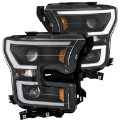 Picture of ANZO 2015-2016 Ford F-150 Projector Headlights w- Plank Style Design Black w- Amber