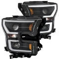 Picture of ANZO 2015-2016 Ford F-150 Projector Headlights w- Plank Style Design Black w- Amber