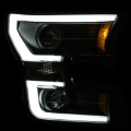 Picture of ANZO 2015-2016 Ford F-150 Projector Headlights w- Plank Style Design Black w- Amber