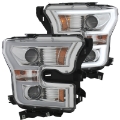 Picture of ANZO 2015-2016 Ford F-150 Projector Headlights w- Plank Style Design Chrome w- Amber