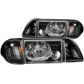 Picture of ANZO 1987-1993 Ford Mustang Crystal Headlights Black w- Corner Lights 3pc