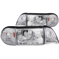 Picture of ANZO 1987-1993 Ford Mustang Crystal Headlights Chrome w- Corner Lights 2pc