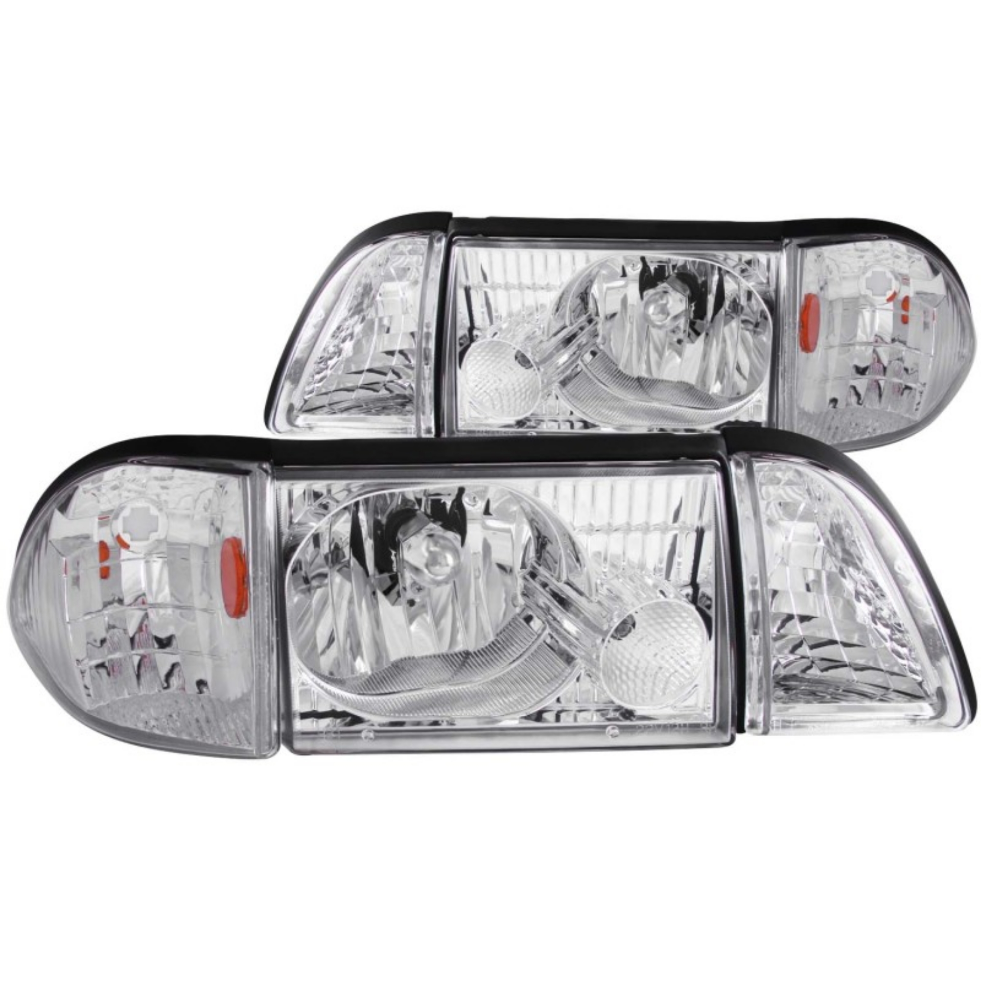 Picture of ANZO 1987-1993 Ford Mustang Crystal Headlights Chrome w- Corner Lights 2pc