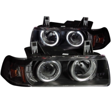 Picture of ANZO 1992-1998 BMW 3 Series E36 Projector Headlights w- Halo Black G2 1 pc