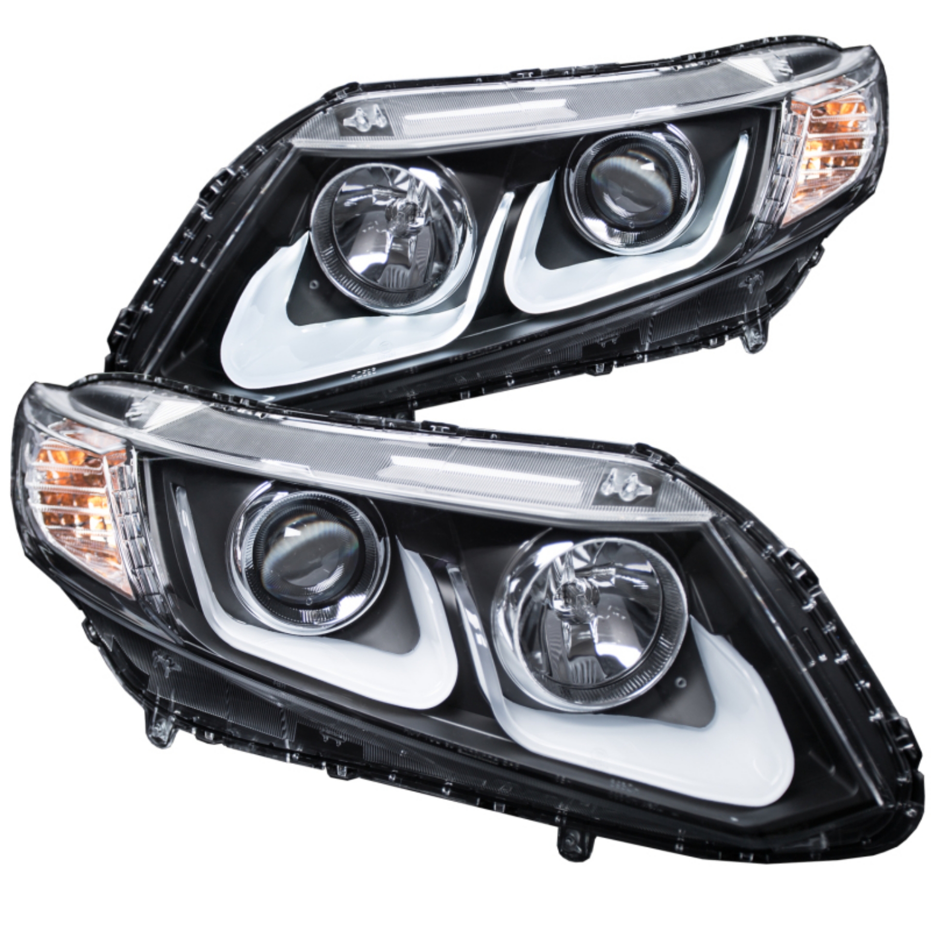 Picture of ANZO 2012-2015 Honda Civic Projector Headlights w- U-Bar Black